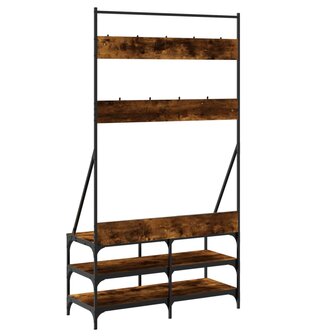 Kledingrek met schoenenrek 100x40x184 cm gerookt eikenkleurig 6