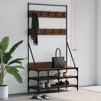 Kledingrek met schoenenrek 100x40x184 cm bruin eikenkleur 1