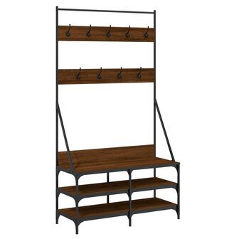 Kledingrek met schoenenrek 100x40x184 cm bruin eikenkleur 2