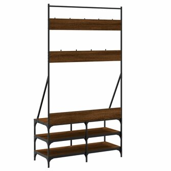 Kledingrek met schoenenrek 100x40x184 cm bruin eikenkleur 6