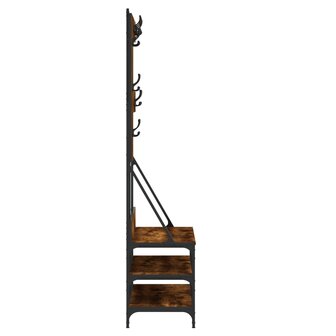 Kledingrek met schoenenrek 100x40x184 cm gerookt eikenkleurig 5