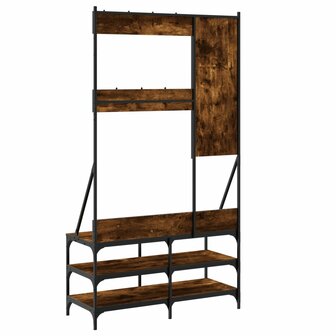Kledingrek met schoenenrek 100x40x184 cm gerookt eikenkleurig 6