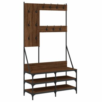 Kledingrek met schoenenrek 100x40x184 cm bruin eikenkleur 2