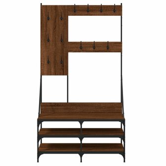 Kledingrek met schoenenrek 100x40x184 cm bruin eikenkleur 4
