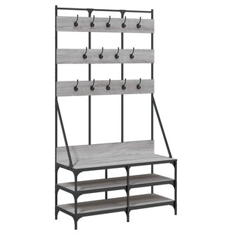 Kledingrek met schoenenrek 100x40x184cm grijs sonoma eikenkleur 2