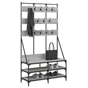 Kledingrek met schoenenrek 100x40x184cm grijs sonoma eikenkleur 3