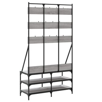 Kledingrek met schoenenrek 100x40x184cm grijs sonoma eikenkleur 6