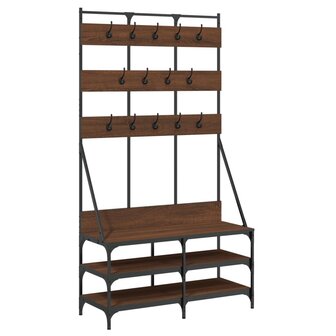 Kledingrek met schoenenrek 100x40x184 cm bruin eikenkleur 2