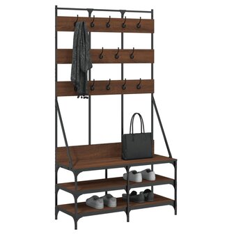 Kledingrek met schoenenrek 100x40x184 cm bruin eikenkleur 3