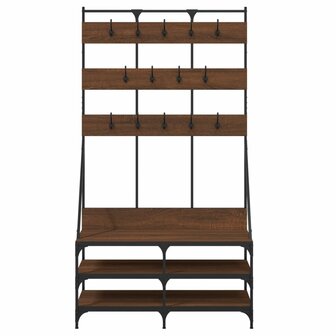 Kledingrek met schoenenrek 100x40x184 cm bruin eikenkleur 4
