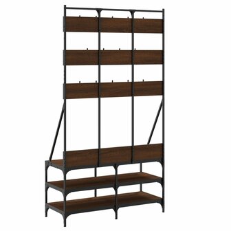 Kledingrek met schoenenrek 100x40x184 cm bruin eikenkleur 6