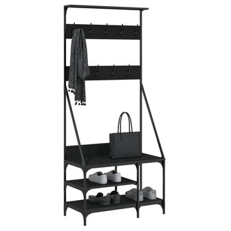 Kledingrek met schoenenrek 80x40x184 cm zwart 3