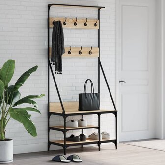 Kledingrek met schoenenrek 80x40x184 cm sonoma eikenkleurig 1