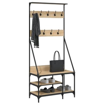 Kledingrek met schoenenrek 80x40x184 cm sonoma eikenkleurig 3