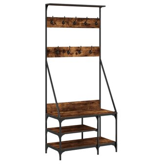 Kledingrek met schoenenrek 80x40x184 cm gerookt eikenkleurig 2