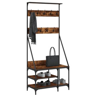 Kledingrek met schoenenrek 80x40x184 cm gerookt eikenkleurig 3