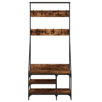 Kledingrek met schoenenrek 80x40x184 cm gerookt eikenkleurig 4