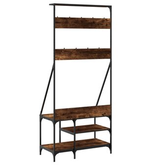 Kledingrek met schoenenrek 80x40x184 cm gerookt eikenkleurig 6