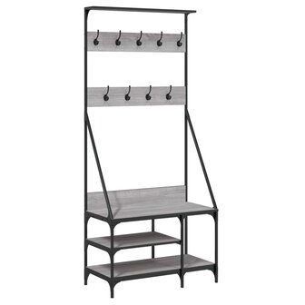 Kledingrek met schoenenrek 80x40x184 cm grijs sonoma eikenkleur 2