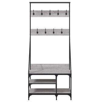 Kledingrek met schoenenrek 80x40x184 cm grijs sonoma eikenkleur 4