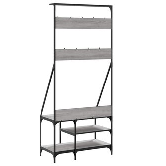 Kledingrek met schoenenrek 80x40x184 cm grijs sonoma eikenkleur 6