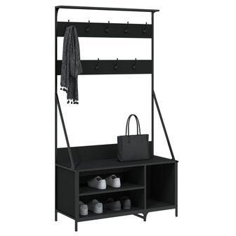 Kledingrek met schoenenrek 100x41x184 cm zwart 3