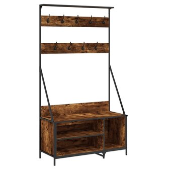 Kledingrek met schoenenrek 100x41x184 cm gerookt eikenkleurig 2