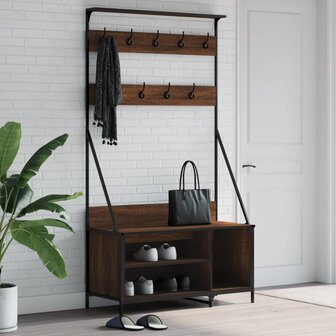 Kledingrek met schoenenrek 100x41x184 cm bruin eikenkleur 1