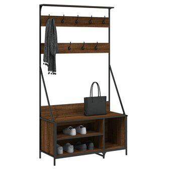 Kledingrek met schoenenrek 100x41x184 cm bruin eikenkleur 3