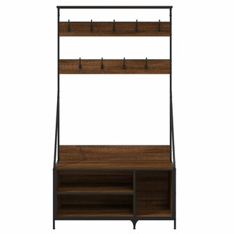Kledingrek met schoenenrek 100x41x184 cm bruin eikenkleur 4