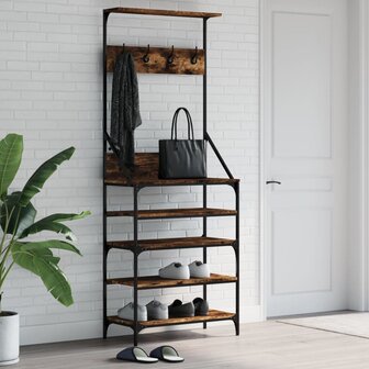 Kledingrek met schoenenrek 70x34x184 cm gerookt eikenkleurig 1