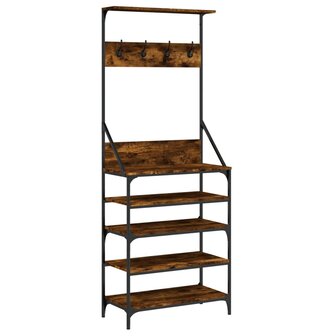 Kledingrek met schoenenrek 70x34x184 cm gerookt eikenkleurig 2