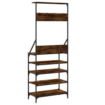 Kledingrek met schoenenrek 70x34x184 cm gerookt eikenkleurig 6