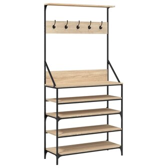 Kledingrek met schoenenrek 90x34x184 cm sonoma eikenkleurig 2