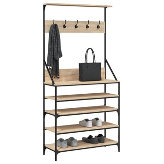 Kledingrek met schoenenrek 90x34x184 cm sonoma eikenkleurig 3