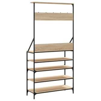 Kledingrek met schoenenrek 90x34x184 cm sonoma eikenkleurig 6