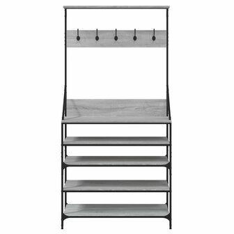 Kledingrek met schoenenrek 90x34x184 cm grijs sonoma eikenkleur 4