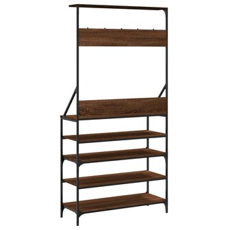 Kledingrek met schoenenrek 90x34x184 cm bruin eikenkleur 6