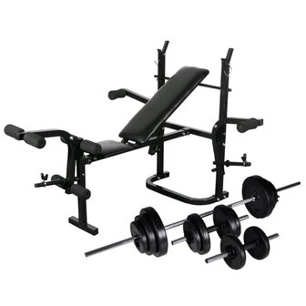 Gewichtenbank met gewichtenrek en halterset 30,5 kg 1