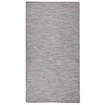 Buitenkleed platgeweven 80x150 cm bruin en blauw 1