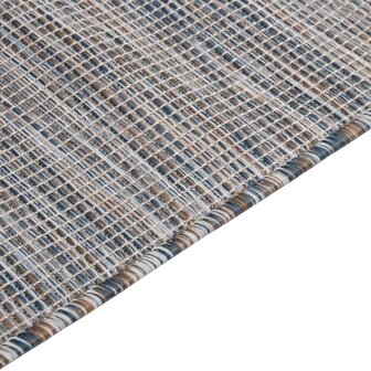 Buitenkleed platgeweven 80x150 cm bruin en blauw 4