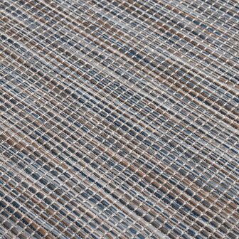 Buitenkleed platgeweven 80x150 cm bruin en blauw 5