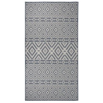 Buitenkleed met patroon platgeweven 80x150 cm blauw 1