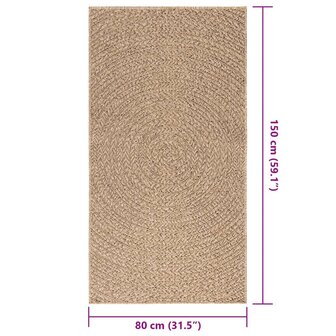 Vloerkleed ZIZUR binnen en buiten 80x150 cm jute look 9