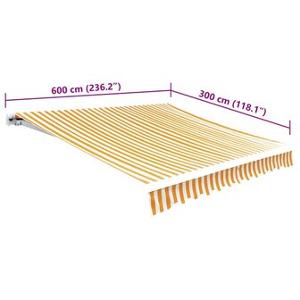 Luifeldoek 6x3 m canvas zonnebloemgeel en wit 5