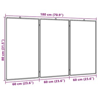 Whiteboard magnetisch inklapbaar 180x80x1,7 cm aluminium 7