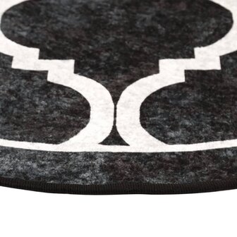 Vloerkleed wasbaar anti-slip &Oslash; 120 cm zwart en wit 4