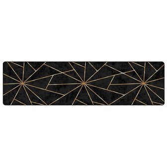 Vloerkleed wasbaar anti-slip 80x300 cm zwart en goudkleurig 2