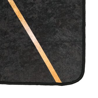 Vloerkleed wasbaar anti-slip 80x300 cm zwart en goudkleurig 3