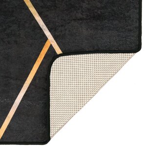 Vloerkleed wasbaar anti-slip 80x300 cm zwart en goudkleurig 4